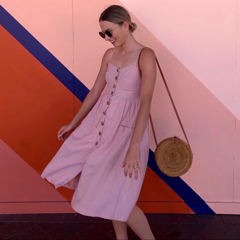 LUCA + GRAE PINK MIDI DRESS